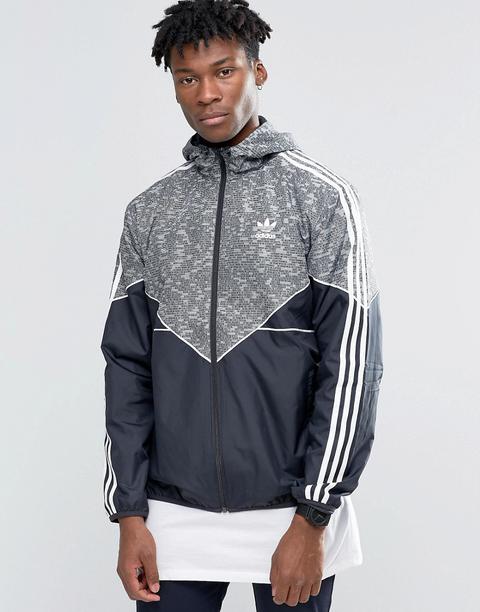 Chaqueta Cortavientos Gris Con Mezcla De Logo Ay8353 De Adidas Originals