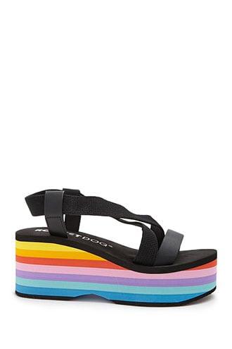 Forever 21 Rocket Dog Striped Platform Wedges Black/multi