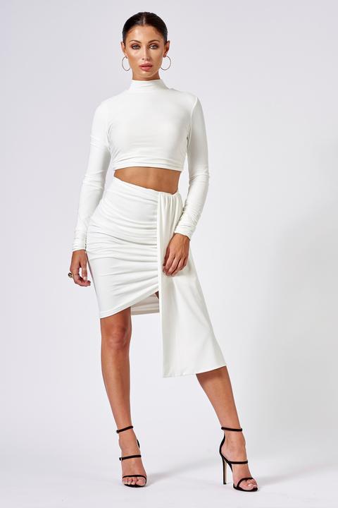 Womens **white Ruched Layered Mini Skirt By Club L - White, White