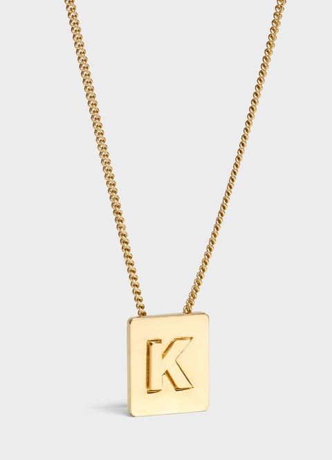 Alphabet K Necklace In Brass With Gold Finish