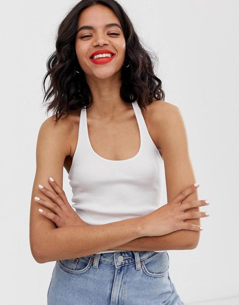 Monki Halter Neck Vest In White