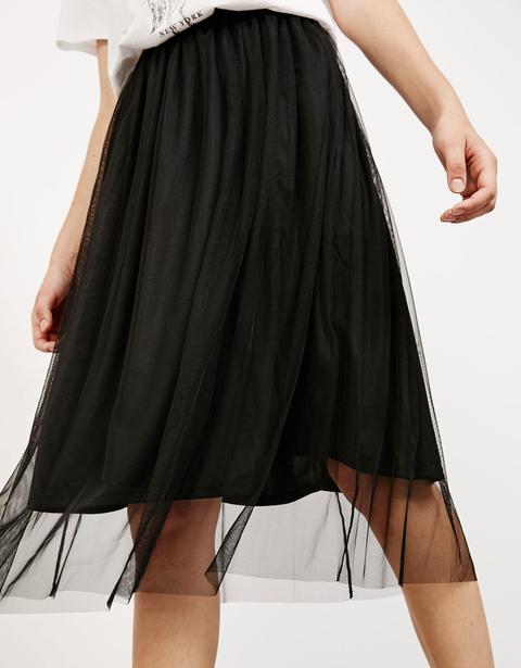 Gonna Midi In Tulle Con Vita Arricciata