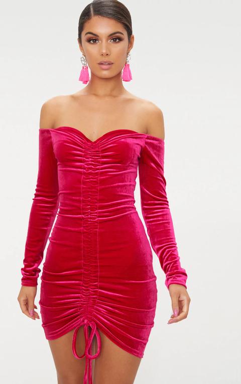 pretty little thing pink velvet dress