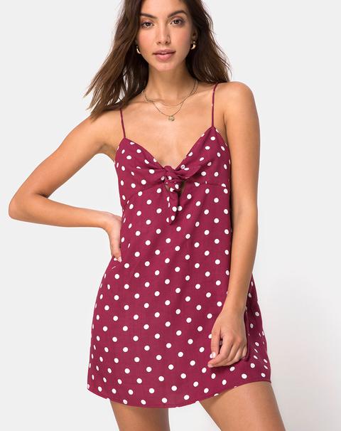 Roppan Slip Dress In Medium Polka Wine By Motel