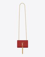 Classic Small Monogram Saint Laurent Tassel Satchel In Lipstick Red Leather