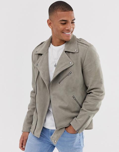 stone suede biker jacket