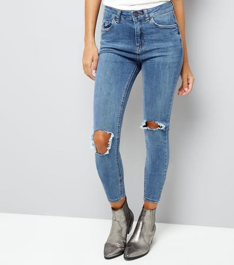 Blue Ripped Knee Skinny Jenna Jeans