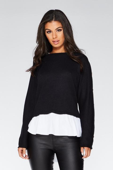 Black Light Knit White Shirt Top