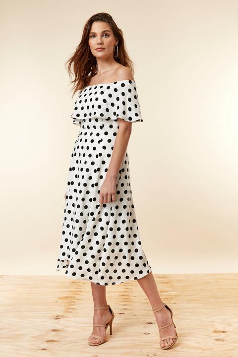 wallis polka dot bardot dress