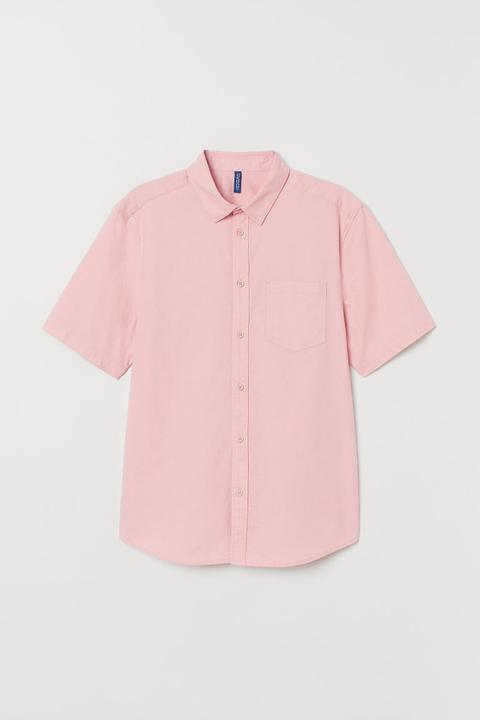 H & M - Camisa De Algodón Manga Corta - Rosa