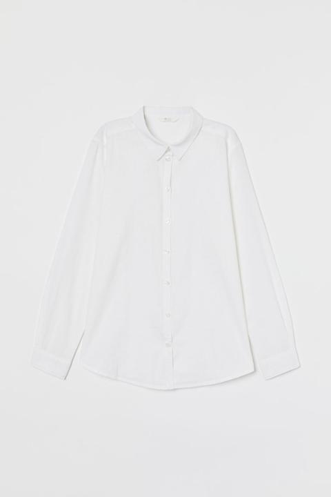 Linen-blend Shirt - White