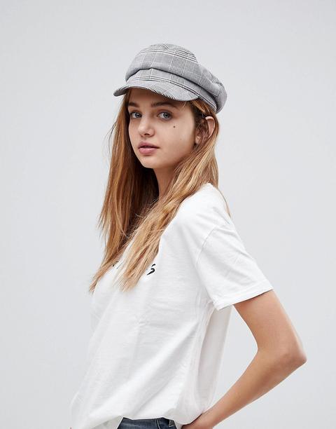 Stradivarius Check Baker Boy Hat