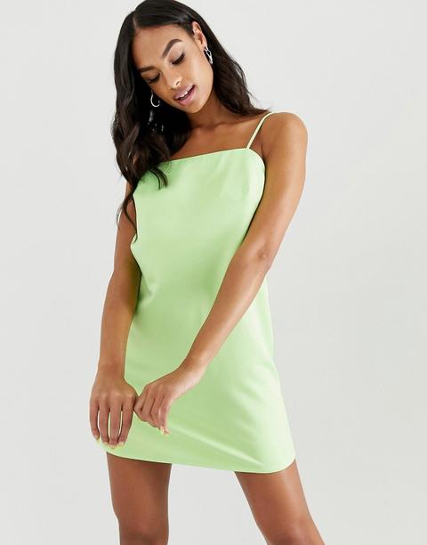 Asos Design - Vestito Sottoveste Fluo Con Listini Sulla Schiena - Verde