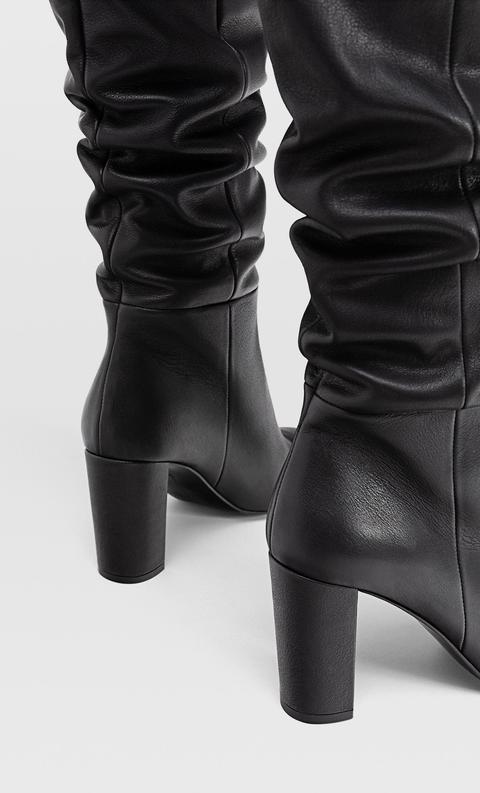 Black Leather Xl High Heel Boots