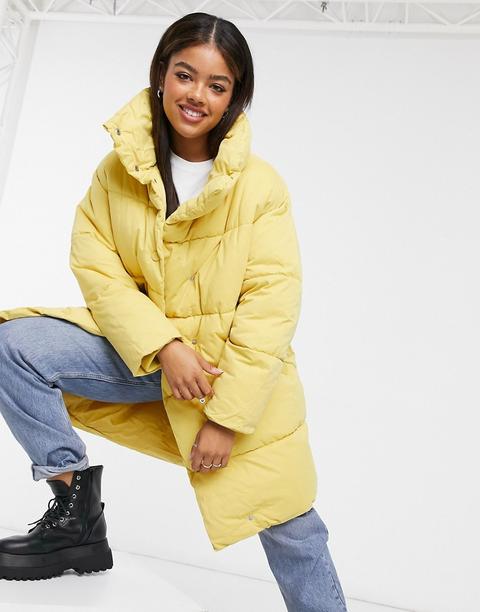 Monki Vickan Padded Coat In Yellow