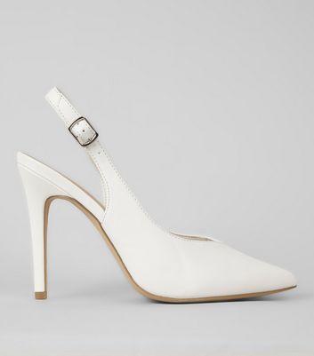 White Sling Back Pointed Heels