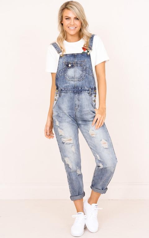 All My Hearts Denim Overalls In Dark Wash