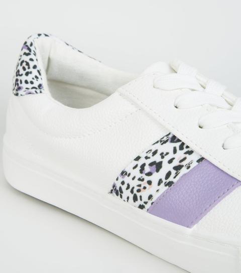 leopard print stripe trainers