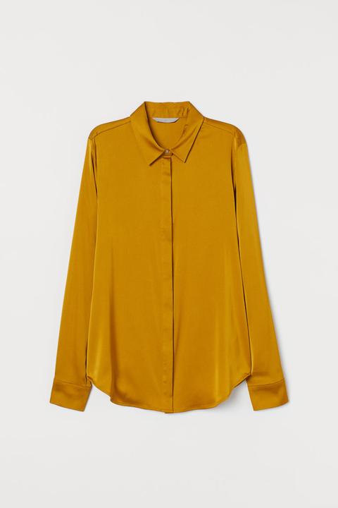 H & M - Camicetta A Maniche Lunghe - Giallo