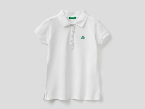 Benetton, Polo De Algodón Elástico, Size Xx, Blanco, Niños