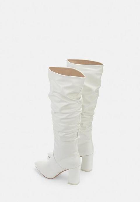 white ruched boots