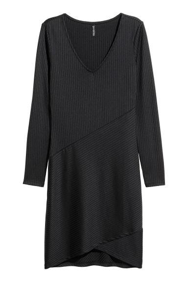 H & M - Abito In Jersey A Coste - Nero