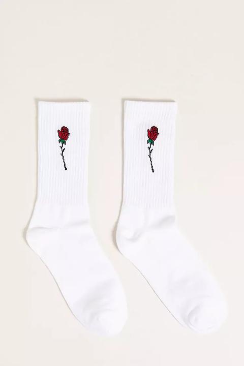 Men Rose Graphic Crew Socks