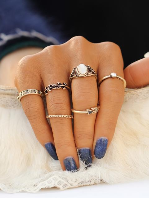 Oro A Forma Di Foglia Ring Set