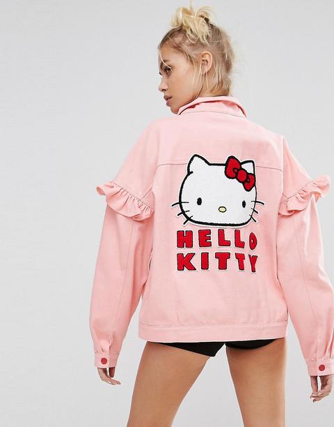 Chaqueta Vaquera Con Parche En La Espalda De Lazy Oaf X Hello Kitty