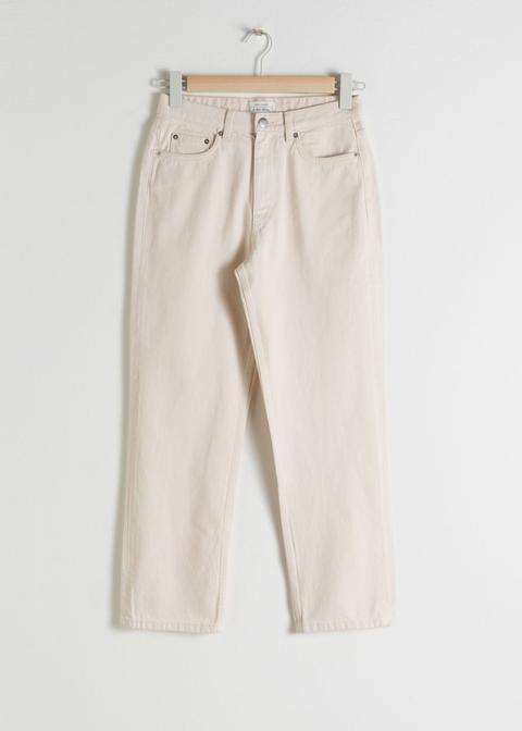 Straight High Waist Jeans - White