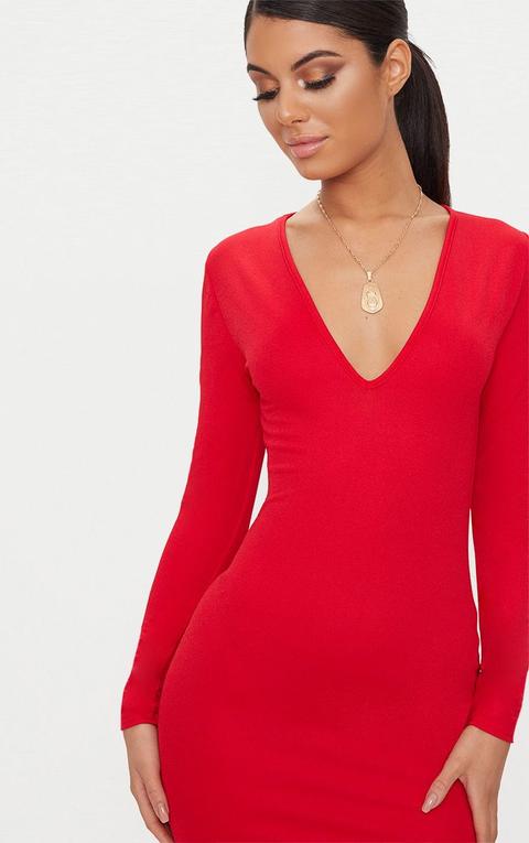 plunge bodycon dress long sleeve