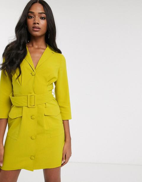 Vestido Corto Estilo Esmoquin En Lima De Asos Design-verde