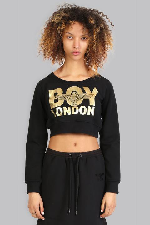 Boy Cobra Cropped Sweat - Black/gold