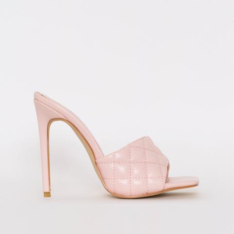 Marian Pink Quilted Mule Heels