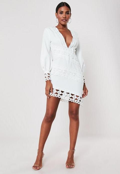 white plunge mini dress