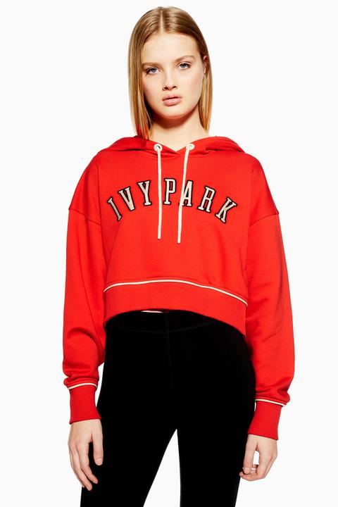 Womens Baseball Logo Crop Hoodie By Ivy Park - Red, Red
