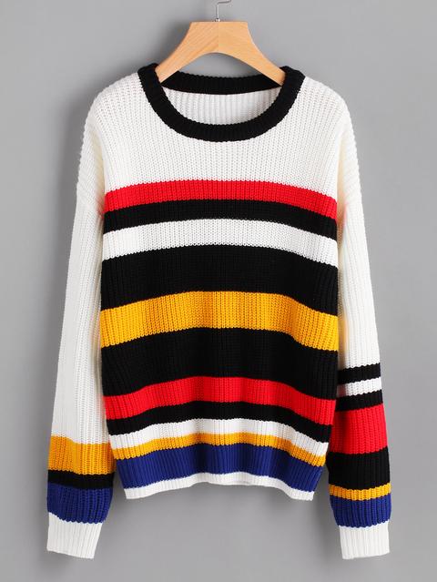Jersey Con Hombro Caído De Rayas