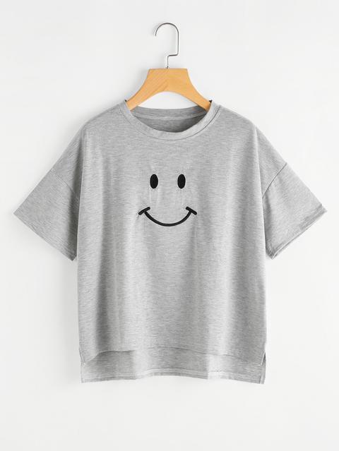 Dip Hem Smile Print Tee