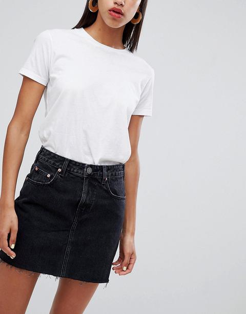 Asos Design - Microgonna Di Jeans Nero Délavé - Nero