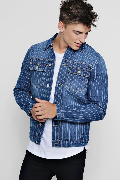 Pinstripe Denim Trucker Jacket