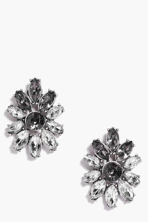 Violet Boutique Orecchini Con Fiori In Strass