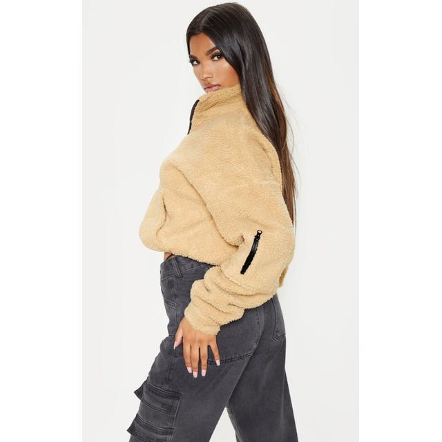 sand oversized zip front sweater