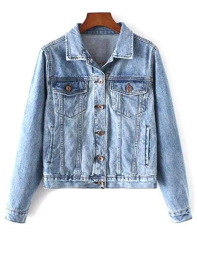 Pockets Shirt Neck Denim Jacket