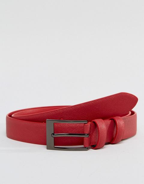 Smith And Canova - Cintura Sottile Rossa In Pelle Saffiano - Rosso