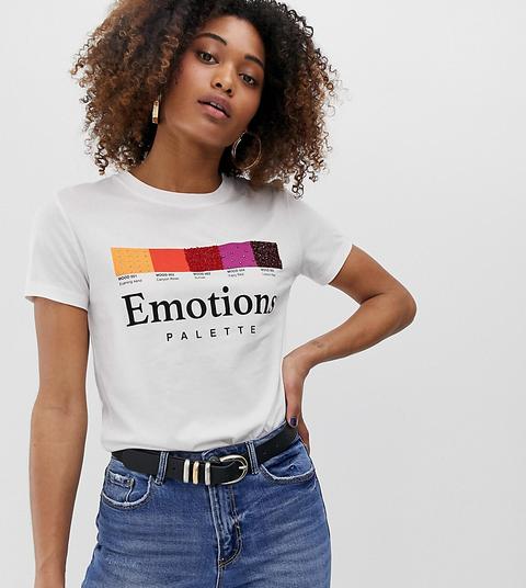 Camiseta Blanca Emotional Palette De Stradivarius-blanco