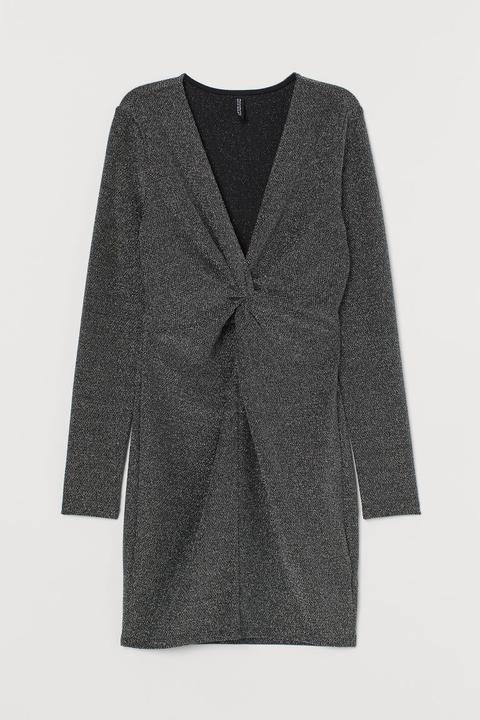 Vestido Con Escote De Pico - Negro