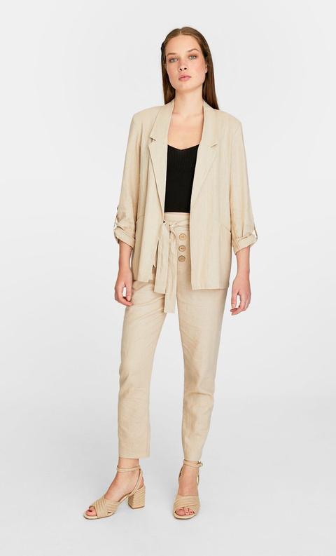 Blazer Morbido Rustico A Tinta Unita Beige