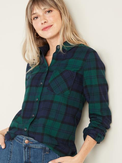 Patterned Flannel Classic Shirt For Women