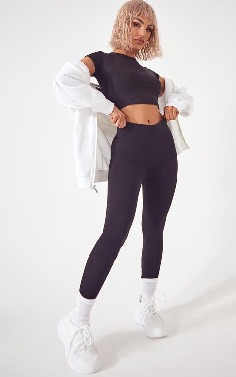 Basic Black Cotton Blend Jersey High Waisted Leggings