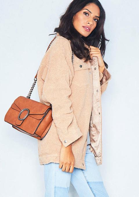 Beatrice Camel Faux Teddy Bear Jacket